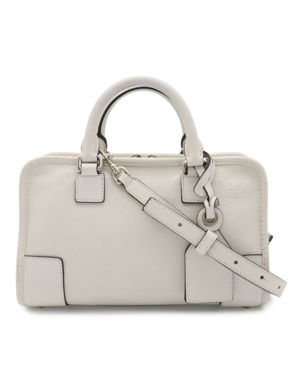 Loewe Amazona 23 Anagram Mini Boston 2-Way Shoulder Bag Crossbody Leather White